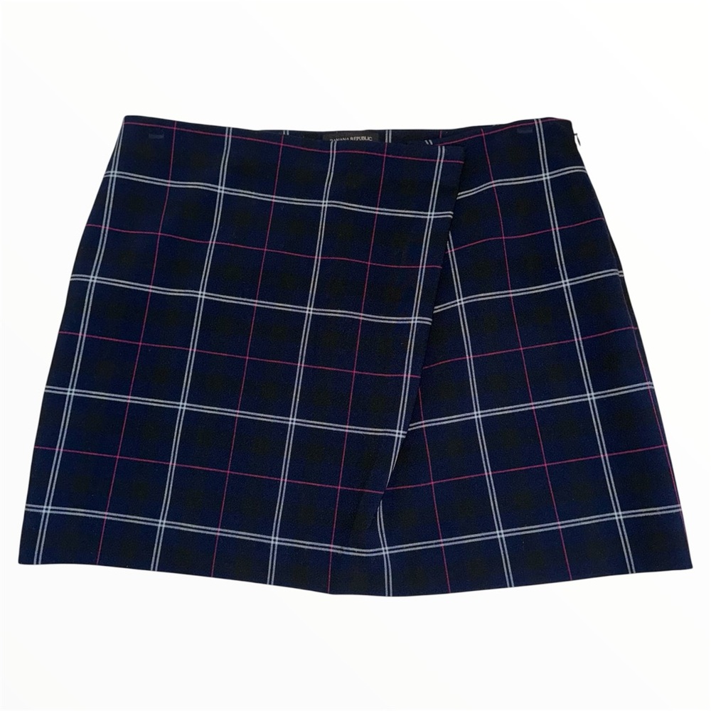Banana Republic Plaid Navy Skirt